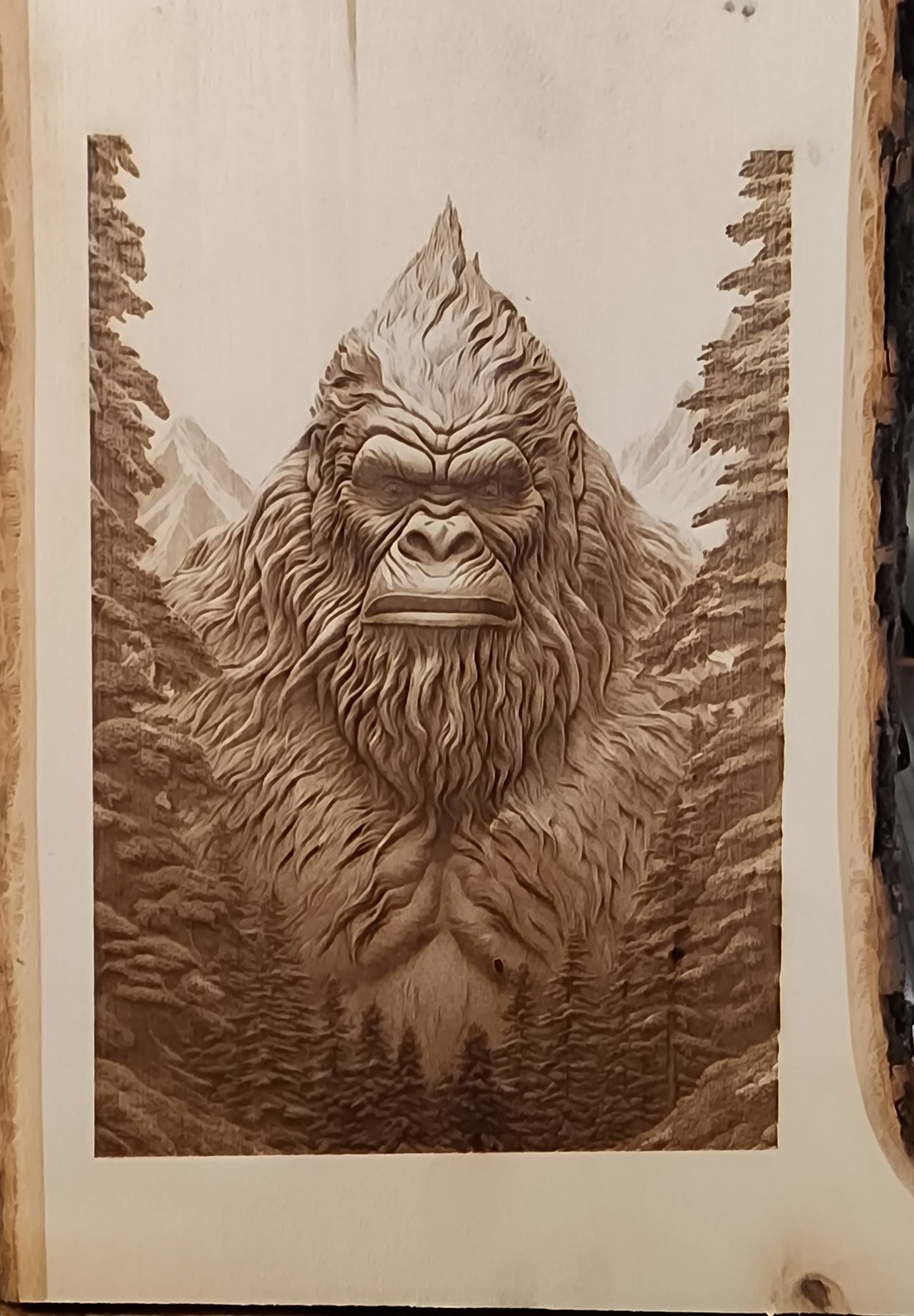 Sasquatch wood carving